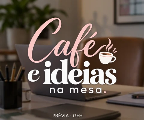 Café e ideias na mesa.